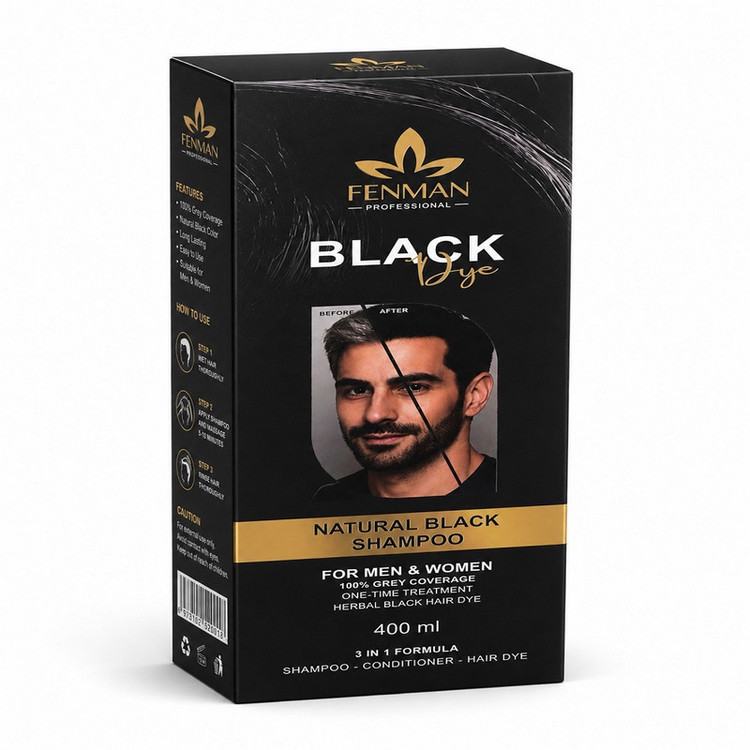 شامپو رنگ مو فنمن مدل natural رنگ مشکی حجم 400 میلی لیتر