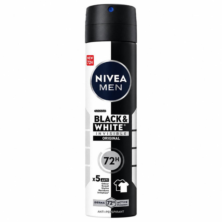 اسپری ضدتعریق مردانه نیوآ مدل 48H Black White Invisible Original حجم 200 میلیلیتر